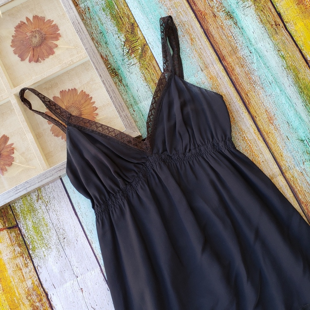 Cynthia Vincent Black Silk Lace Trim Slip Dress XS - Picture 2 of 7